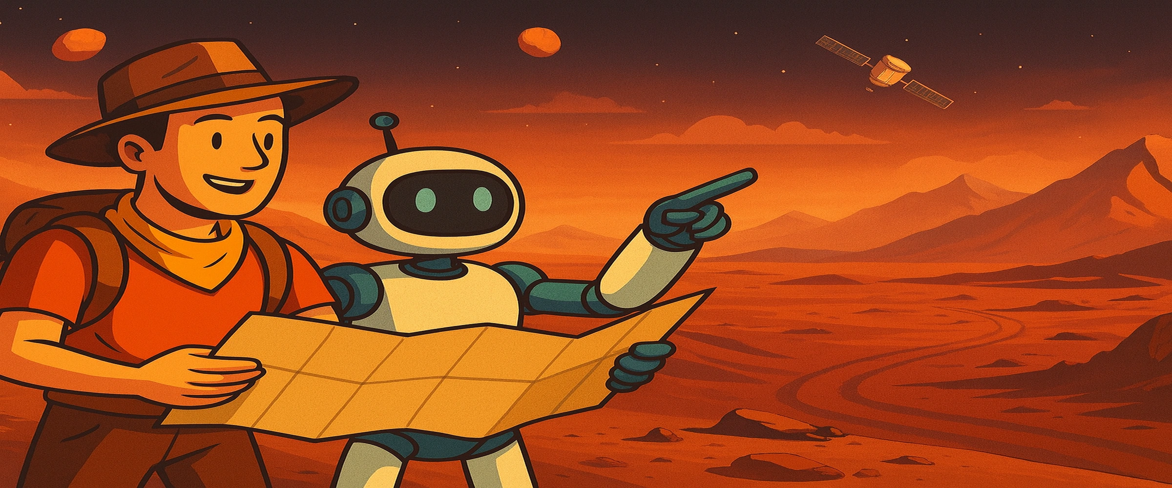 Human–robot collaboration background on Mars